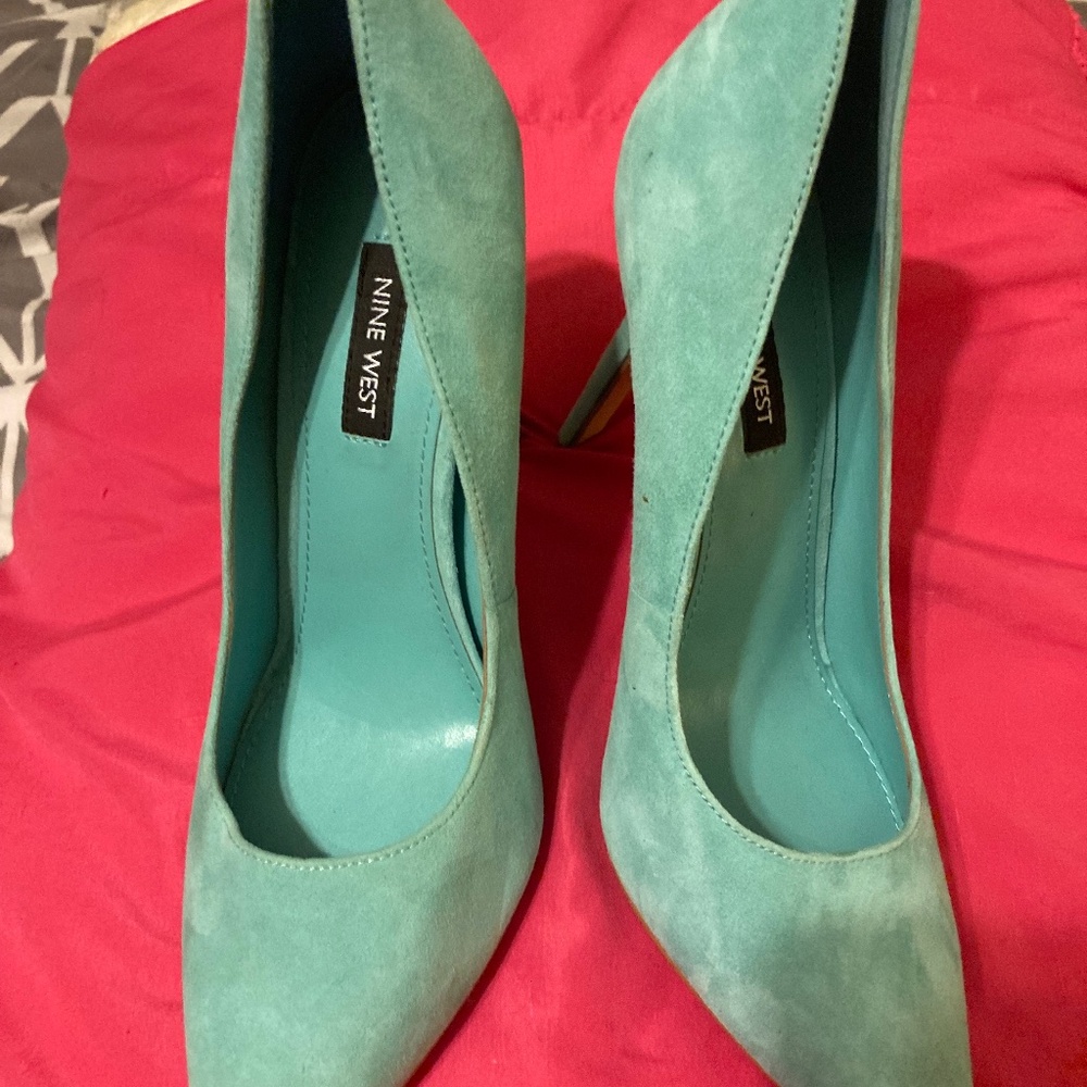 Tiffany Blue Nine West suede heels